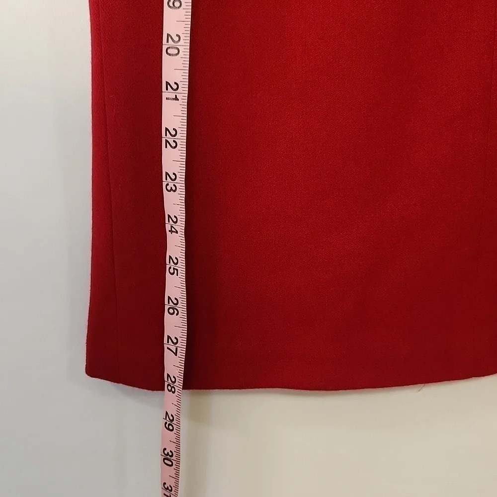 J G Hook Petites Red A-line 100% Wool Side Zip Front Slit Skirt Size 6 Vintage
